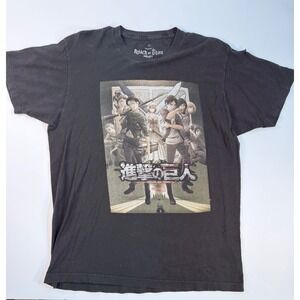 Attack on Titan Season 3 Anime Graphic T-Shirt Black Mens Large Eren Levi Mikasa